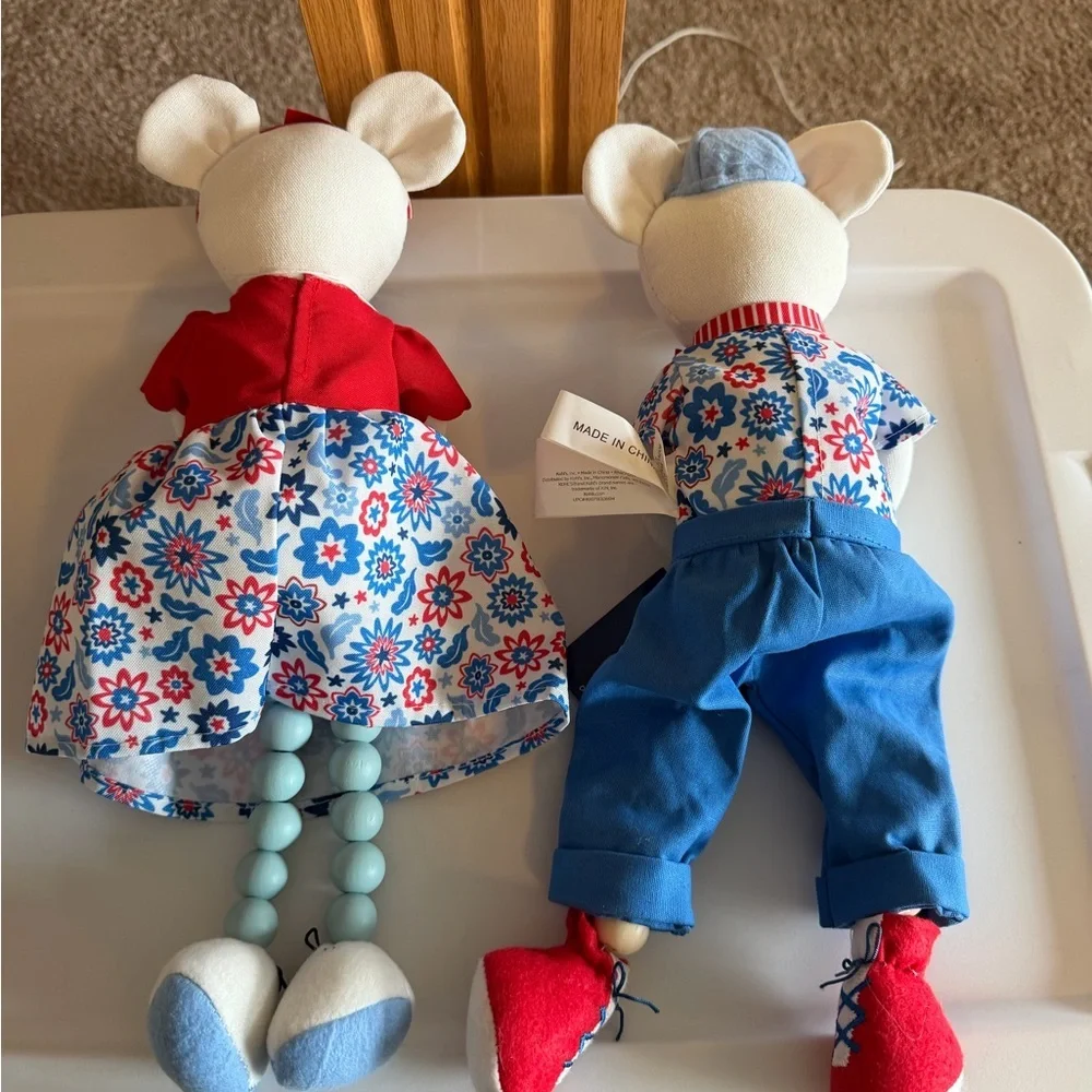 Patriotic‎ Plush Mouse Pair - Red, White & Blue